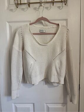 A&F White Slouchy Chenille Sweater